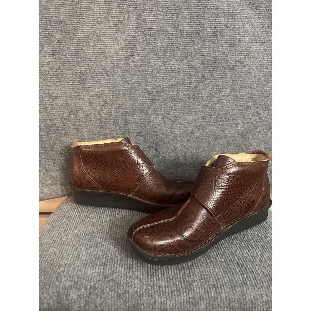 Alegria PG Lite Brown Leather Brass Buckle Ankle Bootie 39 8.5-9 - Picture 5 of 11